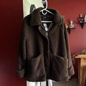 Coffee Shop- NWT New York Dark Brown Teddy Jacket